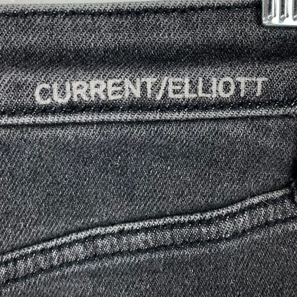 Current Elliott The 5 Pocket Mini Denim Skirt Black White Cotton Stretch Size 26 - Picture 7 of 10